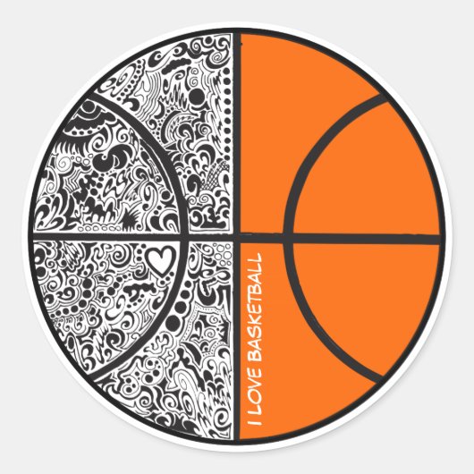 Tribal Basketball Ronde Sticker (Voorkant)