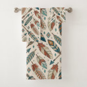 Tribal Bath Towel Native Arrows and Feather Motif Bad Handdoek (Insitu)