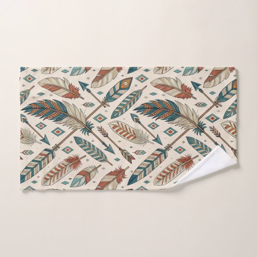 Tribal Bath Towel Native Arrows and Feather Motif Bad Handdoek (Handdoek)