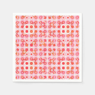 Tribal Batik - aardbei roze en rood Servet