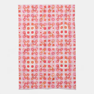 Tribal Batik - aardbei roze en rood Theedoek