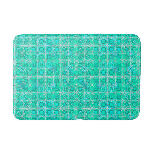 Tribal Batik - aqua en turquoise met wit Badmat
