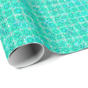 Tribal Batik - aqua en turquoise met wit Cadeaupapier