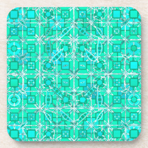 Tribal Batik - aqua en turquoise met wit Onderzetter