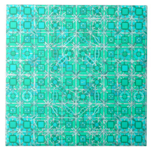 Tribal Batik - aqua en turquoise met wit Tegeltje