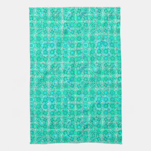 Tribal Batik - aqua en turquoise met wit Theedoek