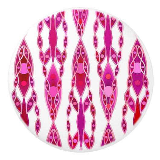 Tribal Batik - Burqundy en Fuchsia Pink Keramische Knop (Voorkant)