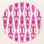 Tribal Batik - Burqundy en Fuchsia Pink Ronde Kartonnen Onderzetter (Voorkant)