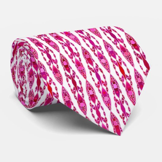 Tribal Batik - Burqundy en Fuchsia Pink Stropdas (Opgerold)