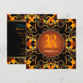 Tribal Batik Dinner Party Monogram Uitnodiging (Voorkant / Achterkant)