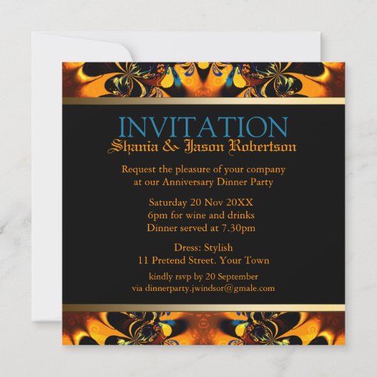 Tribal Batik Dinner Party Monogram Uitnodiging (Achterkant)