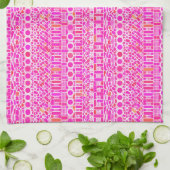 Tribal Batik - fuchsia roze, magenta en koraal Theedoek (Gevouwen)