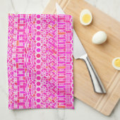 Tribal Batik - fuchsia roze, magenta en koraal Theedoek (Quarter Fold)