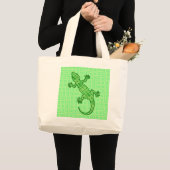 Tribal batik Gecko - limoen en smaragdgroen Grote Tote Bag (Voorkant (product))