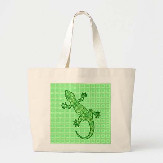 Tribal batik Gecko - limoen en smaragdgroen Grote Tote Bag (Voorkant)