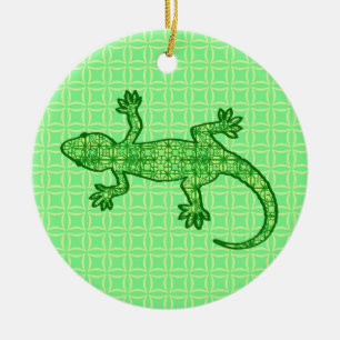 Tribal batik Gecko - limoen en smaragdgroen Keramisch Ornament