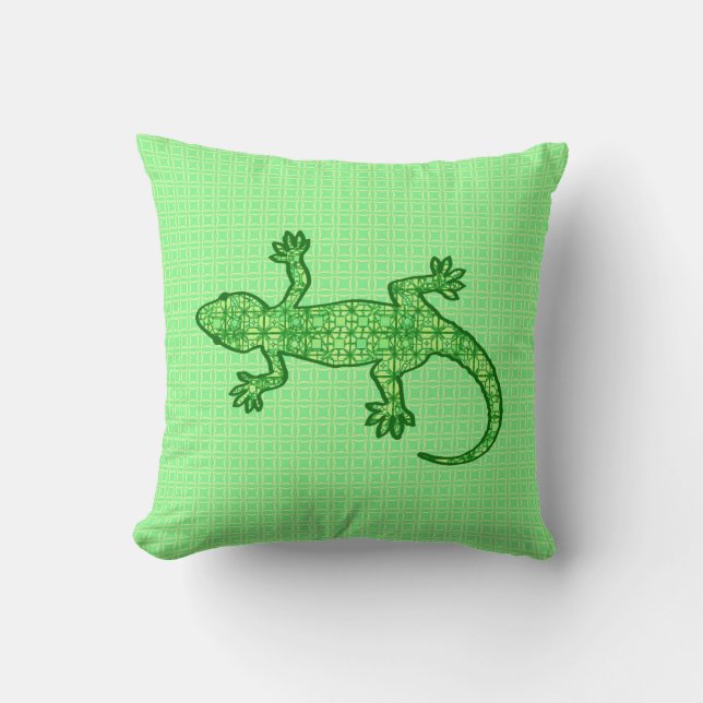 Tribal batik Gecko - limoen en smaragdgroen Kussen (Voorkant)