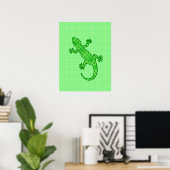 Tribal batik Gecko - limoen en smaragdgroen Poster (Thuiskantoor)