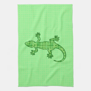 Tribal batik Gecko - limoen en smaragdgroen Theedoek