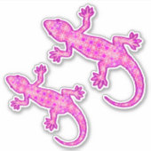 Tribal batik Gecko, Orchid en Shell Pink Sticker (Voorkant)