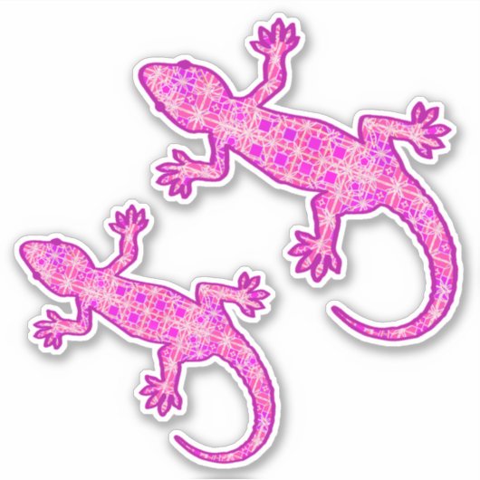 Tribal batik Gecko, Orchid en Shell Pink Sticker (Voorkant)