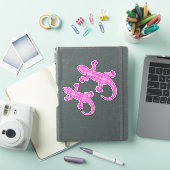 Tribal batik Gecko, Orchid en Shell Pink Sticker (iPad Cover)