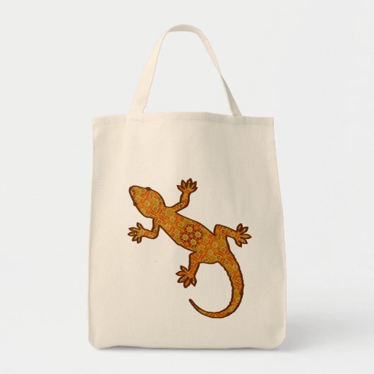 Tribal Batik Gecko - Rust, Amber en Tan Tote Bag (Voorkant)
