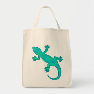 Tribal Batik Gecko - Turquoise en Aqua Tote Bag