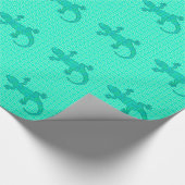 Tribal batik Gecko - turquoise / pauock Cadeaupapier (Hoek)