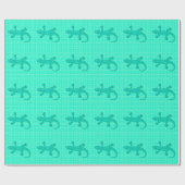 Tribal batik Gecko - turquoise / pauock Cadeaupapier (Vlak)