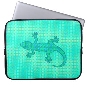 Tribal batik Gecko - turquoise / pauock Laptop Sleeve