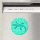 Tribal batik Gecko - turquoise / pauock Magneet (Insitu (Vaatwasser))