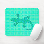 Tribal batik Gecko - turquoise / pauock Muismat (Met muis)