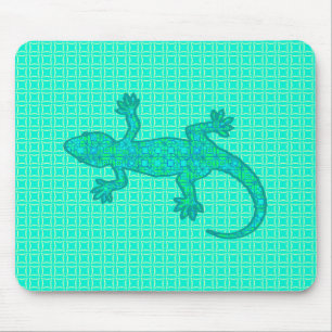 Tribal batik Gecko - turquoise / pauock Muismat