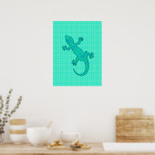 Tribal batik Gecko - turquoise / pauock Poster (Keuken)