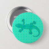 Tribal batik Gecko - turquoise / pauock Ronde Button 7,6 Cm (Voorkant /achterkant)