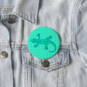 Tribal batik Gecko - turquoise / pauock Ronde Button 7,6 Cm (In situ)