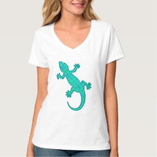 Tribal batik Gecko - turquoise / pauock T-shirt