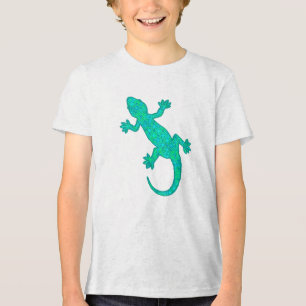 Tribal batik Gecko - turquoise / pauock Tri-Blend Shirt