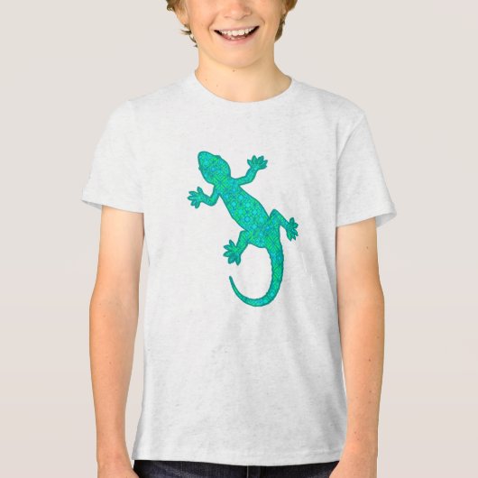 Tribal batik Gecko - turquoise / pauock Tri-Blend Shirt (Voorkant)