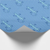 Tribal batik Gecko - zacht denim blauw Cadeaupapier (Hoek)