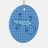 Tribal batik Gecko - zacht denim blauw Keramisch Ornament (Rechts)