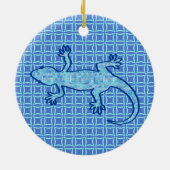 Tribal batik Gecko - zacht denim blauw Keramisch Ornament (Achterkant)