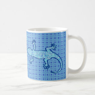 Tribal batik Gecko - zacht denim blauw Koffiemok