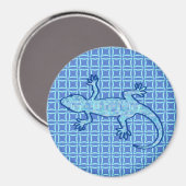 Tribal batik Gecko - zacht denim blauw Magneet (Voorkant / Achterkant)