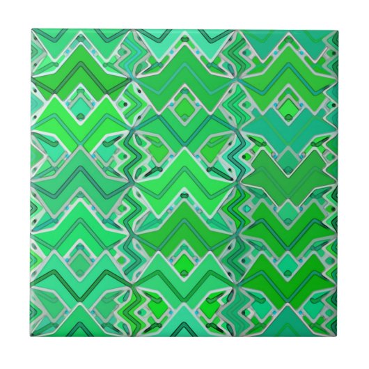 Tribal Batik in Jade Green en Lime Green Tegeltje (Voorkant)