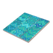 Tribal Batik in Turquoise, Aqua en Blauwgroen Tegeltje (Zijkant)