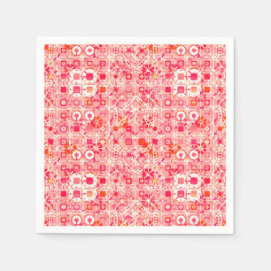 Tribal Batik - koraalroze, koraal oranje en crème Servetten
