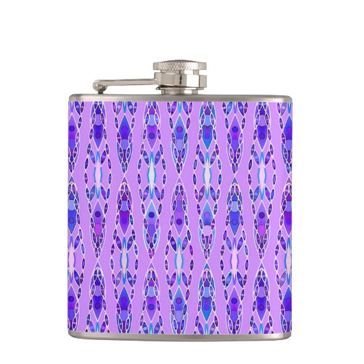Tribal Batik - Lavendel, Blauw en Violet Heupfles (Voorkant)