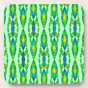 Tribal Batik - Mint, Emerald Green en Blue Bier Onderzetter